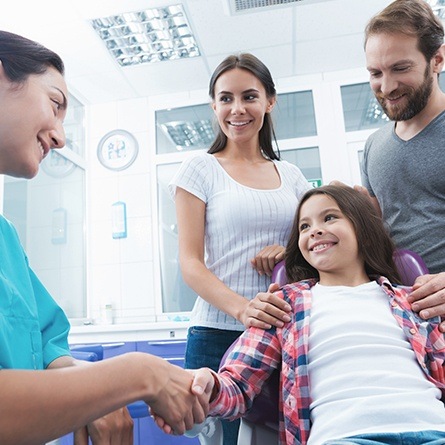 family in exam room