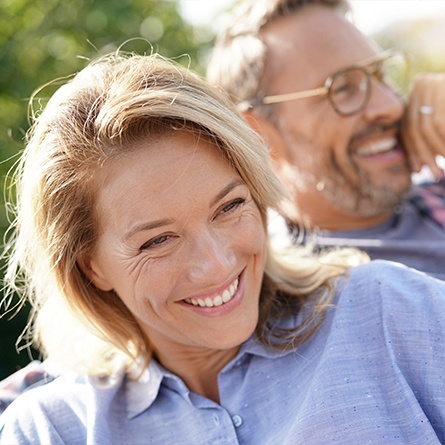 husband and wife laughing