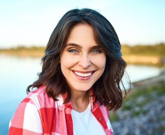 woman with blue eyes smiling