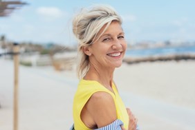 Woman with dental implants